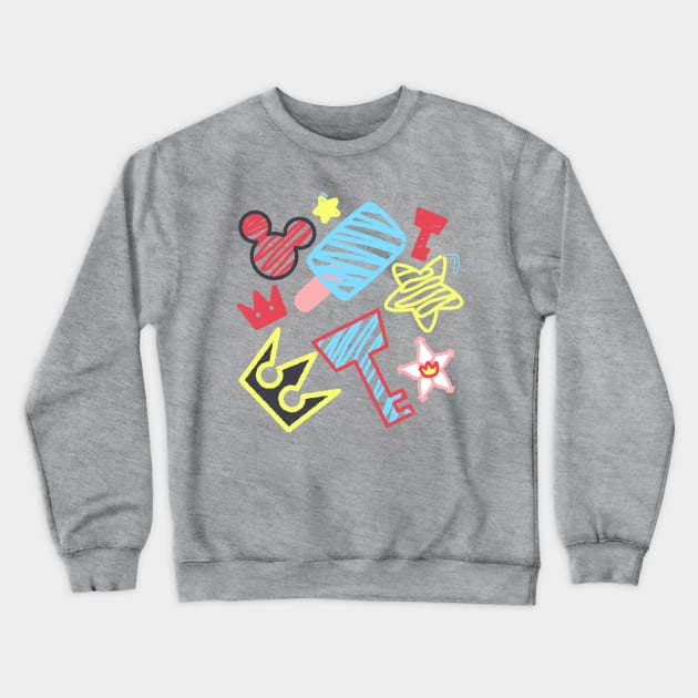 Kingdom Hearts drawing pattern - lite Crewneck Sweatshirt by GysahlGreens